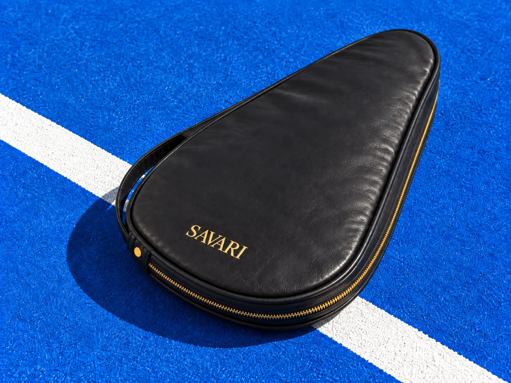 Savari Leather Padel Bag (Black)